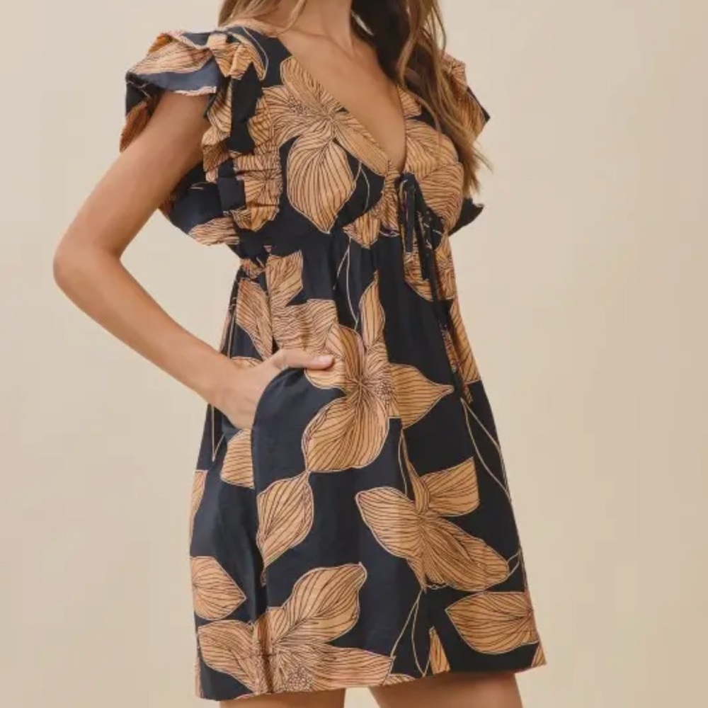 TCEC Black and Tan Floral Dress - Picture 3 of 6